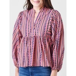 OLIPHANT Women's Mandarin Balloon Sleeve Top Size XS